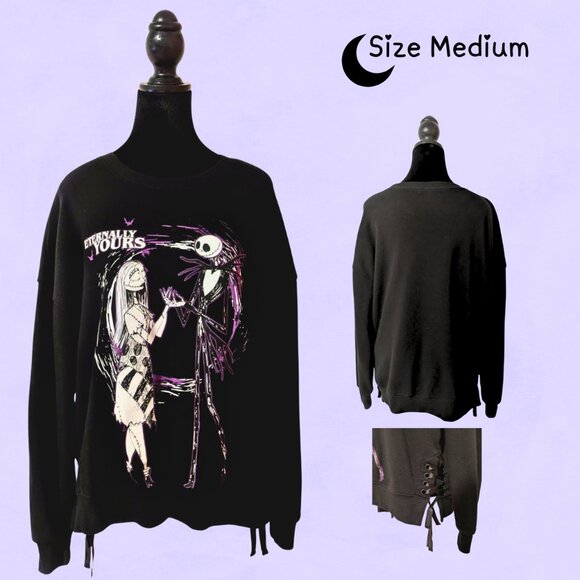 Jack and Sally Nightmare Before Christmas "Eternally Yours" Corset Lace Sweater - Picture 1 of 1